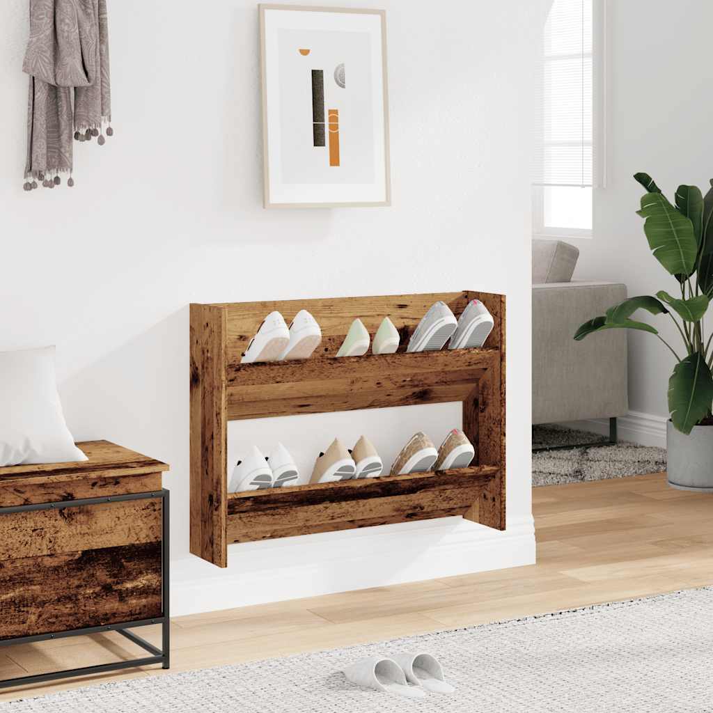 Gabinete de zapato de pared de Vidaxl 80x18x60 cm de madera propiedad de madera antigua