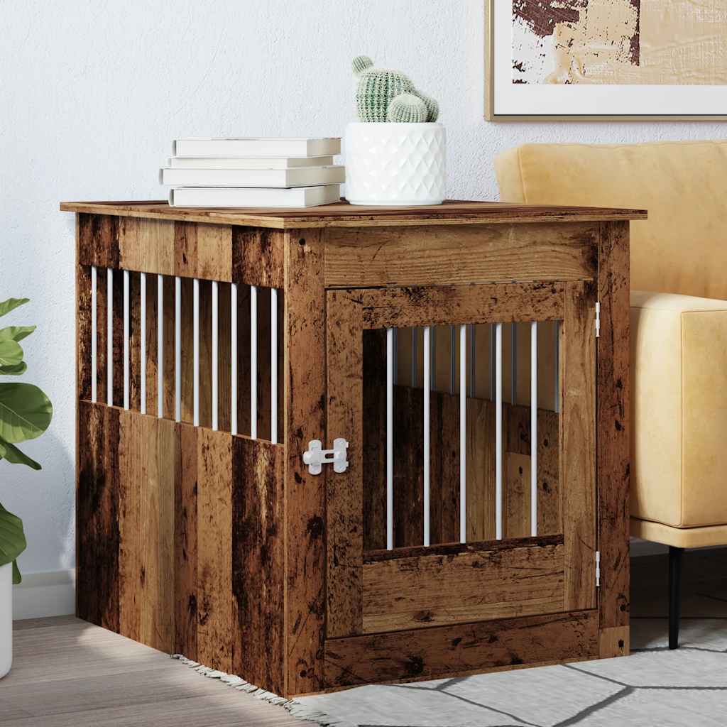 Vidaxl Hondenbench 64.5x80x71 cm de madera procesada de madera vieja coloreada