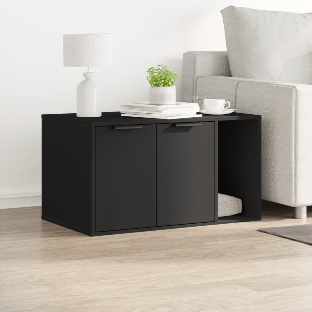 Lettiera per gatti VidaXL 80x50x45 cm rifinita in legno nero