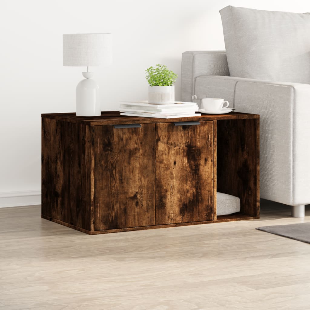 Toilette per gatti Vidaxxl 80x50x45 cm in legno lavorato, rovere affumicato