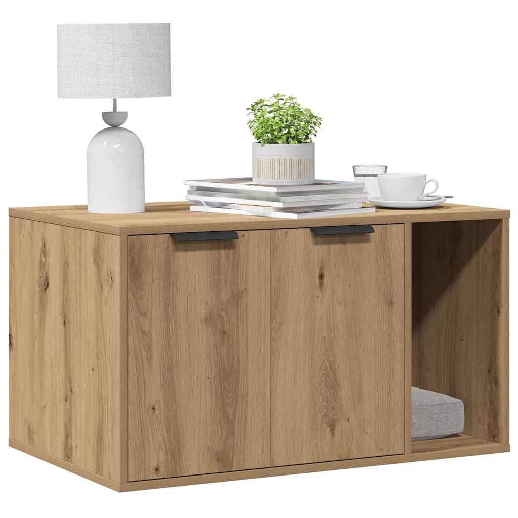 Vidaxl kattenbakkast 80x50x45 cm bewerkt hout artisanaal eikenkleurig