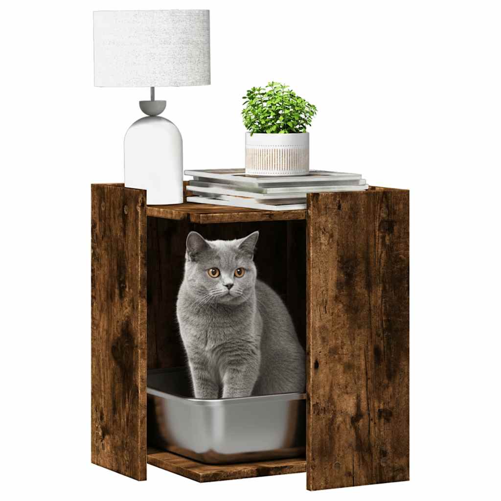 Vidaxl Cattenbakkast 42x42x51 cm de madera procesada de roble ahumado