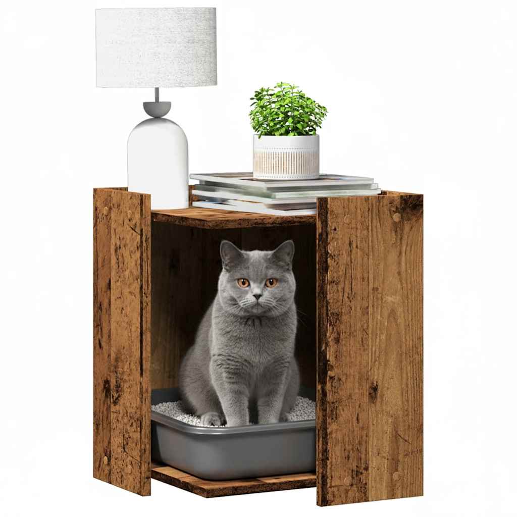 Vidaxl Kattenbakkast 42x42x51 cm de madera procesada de madera vieja