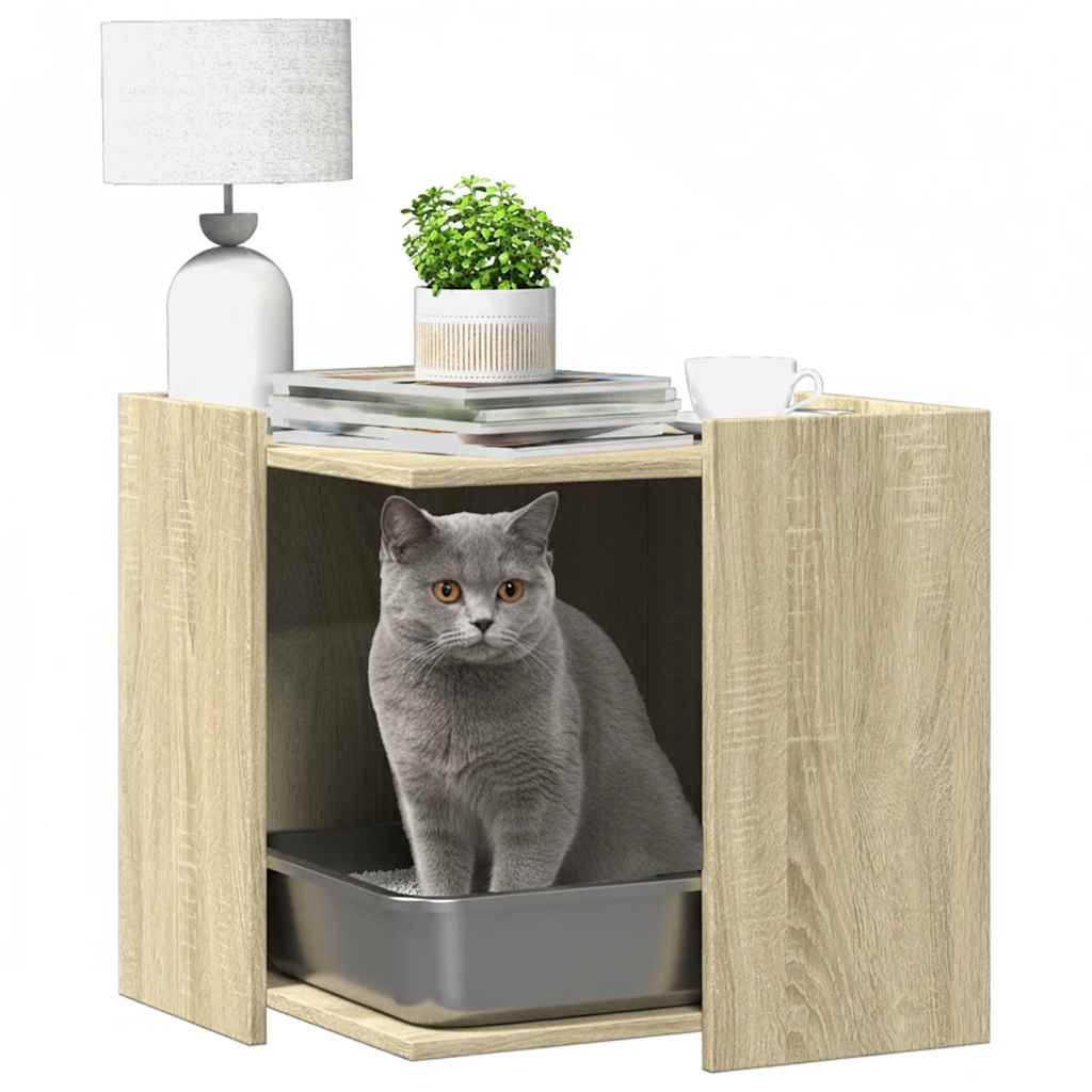 Vidaxl kattenbakkast 53x53x51 cm bewerkt hout sonoma eikenkleurig