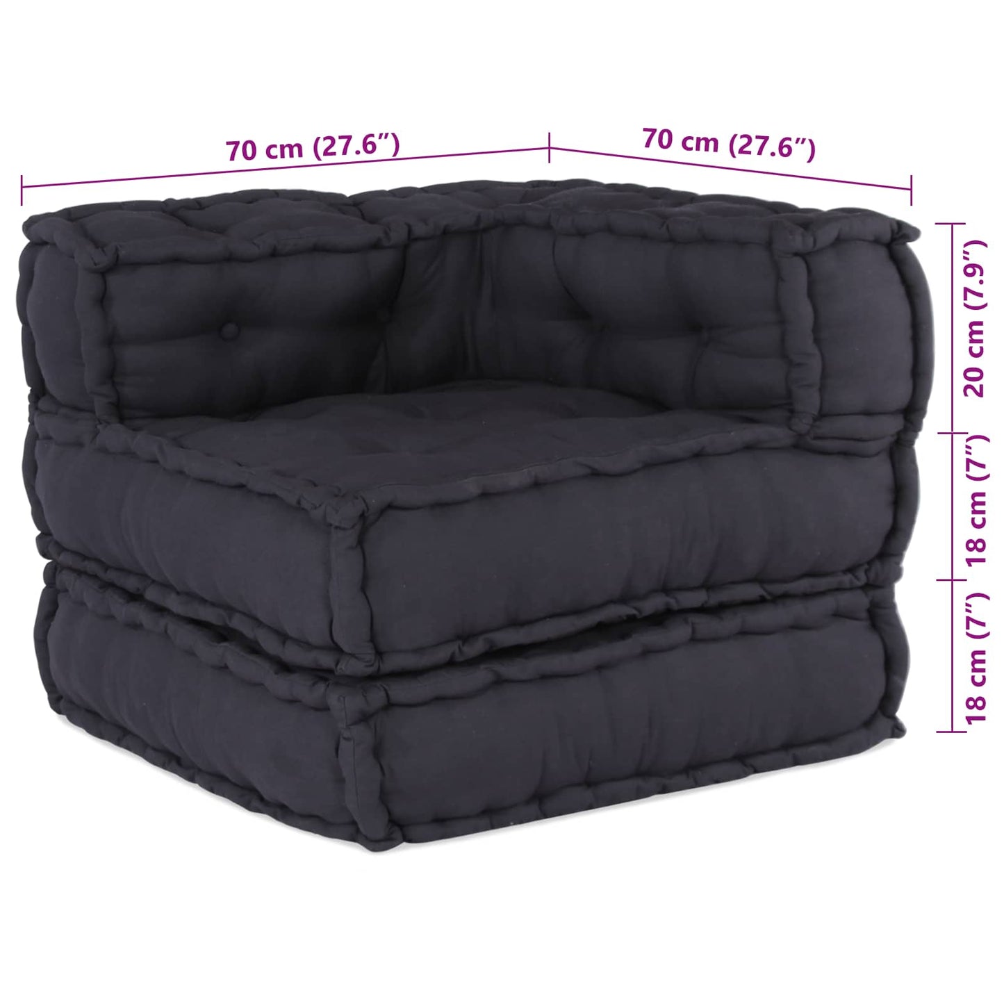 Divano componibile Vidaxl 2 pz tessuto antracite 140 x 70 x 56 cm
