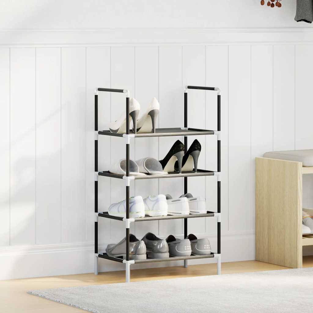 Scarpiera VidaXL a 4 strati 44x28x77 cm in tessuto non tessuto nero