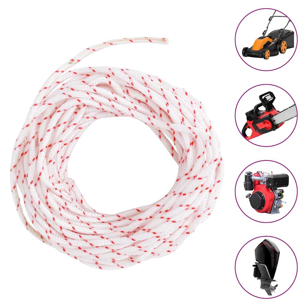 Vidaxl Trekkoord Start Cord Blanco y rojo Ø3 mm 10 M Nylon