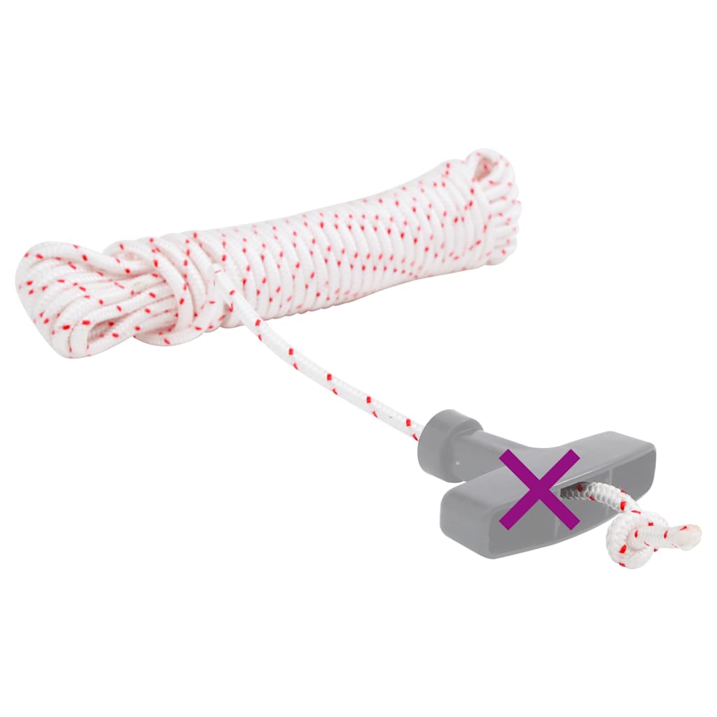 Vidaxl Trekkoord Start Cord Blanco y rojo Ø5 mm 10 M Nylon