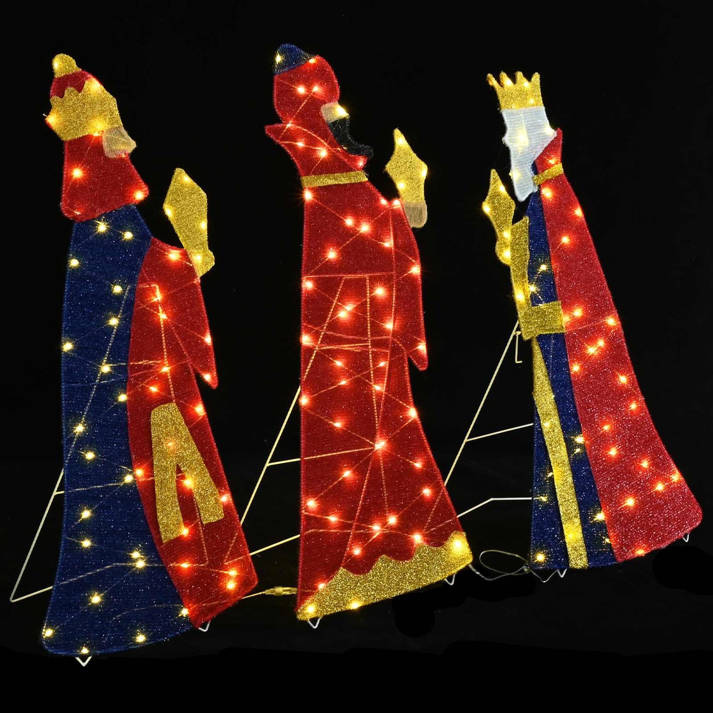 VidaXL 3 Re Magi Luci di Natale 3 pezzi in tessuto bianco caldo da 105 cm