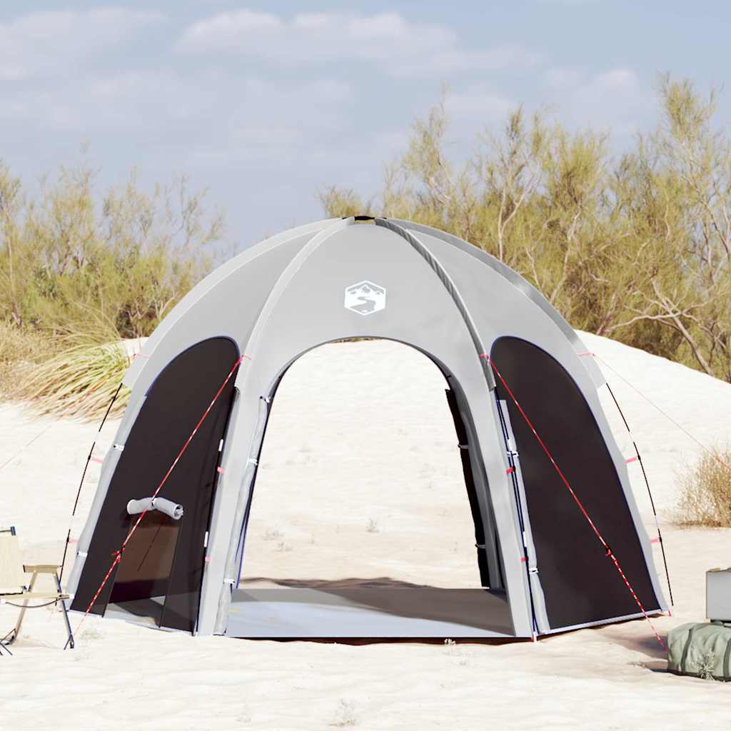 Vidaxl zwembad tent grijs 366 x 305 x 231 cm polyester en glasvezel
