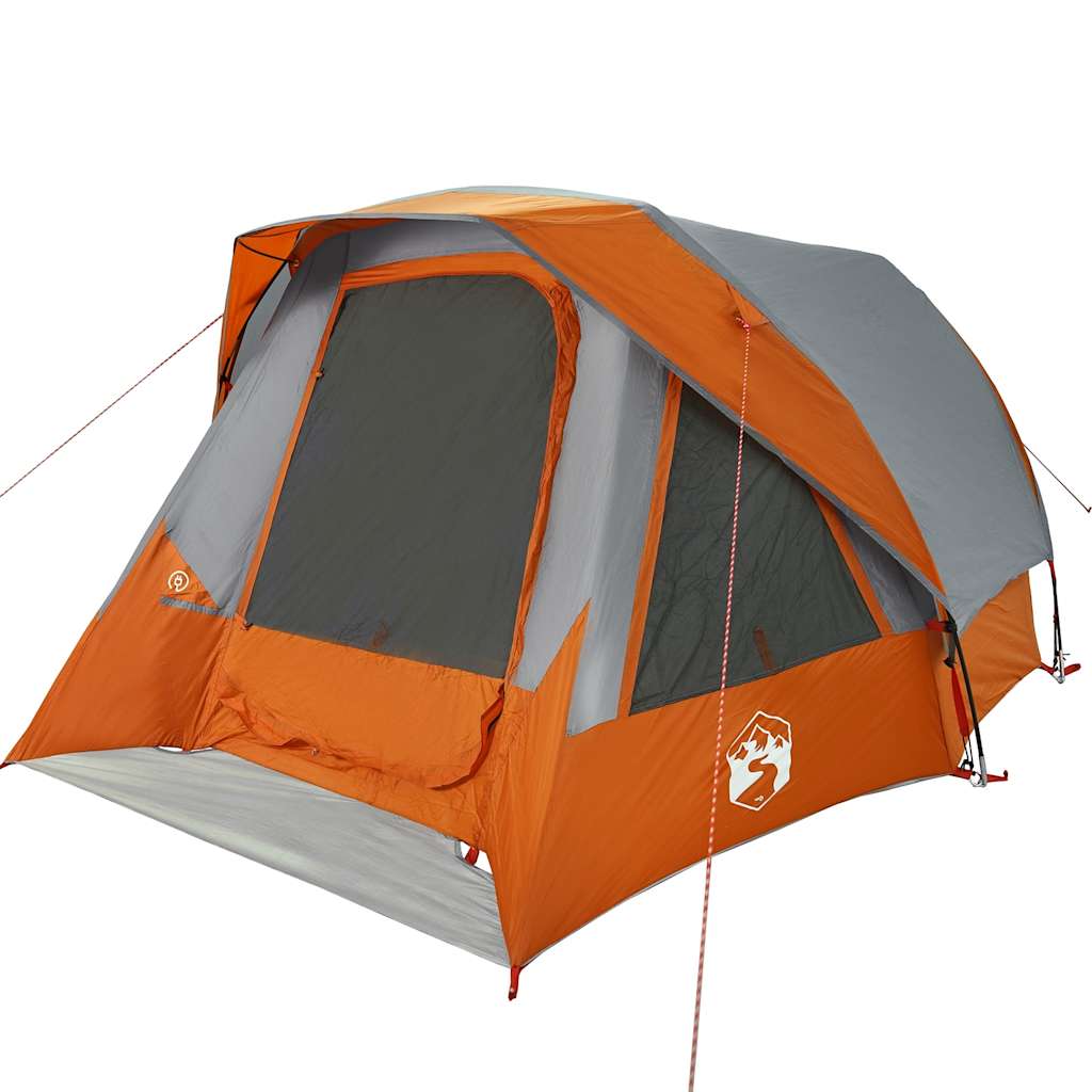 Tenda VidaXL per 4 persone impermeabile grigia e arancione