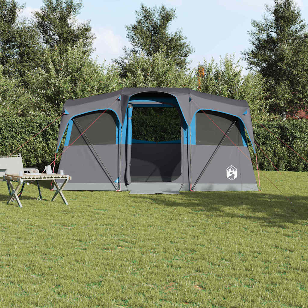 Vidaxl gezinstent blauw en grijs 435 x 255 x 216 cm polyester en staal