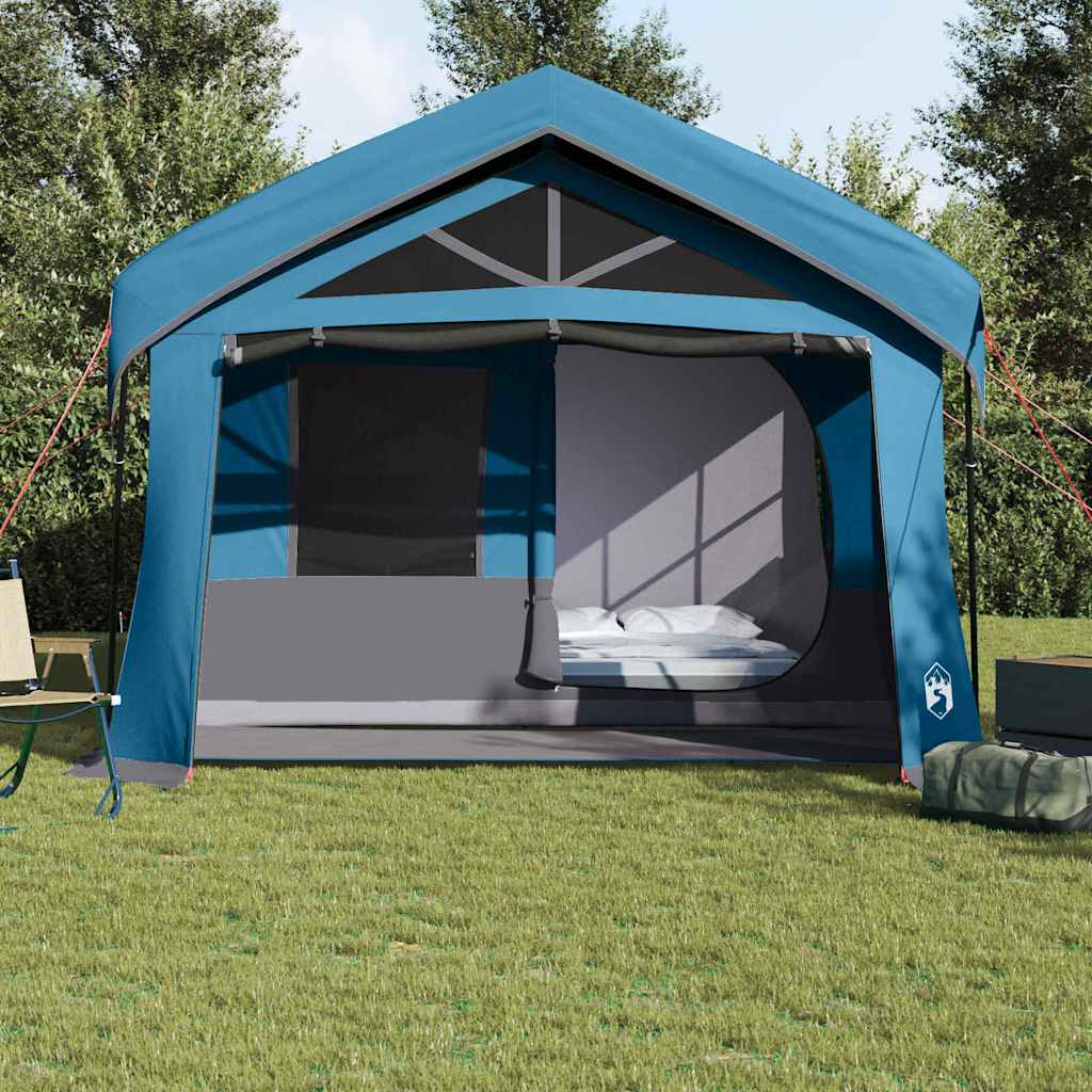 Vidaxl gezinstent met dak blauw en grijs 620 x 322 x 240 cm polyester