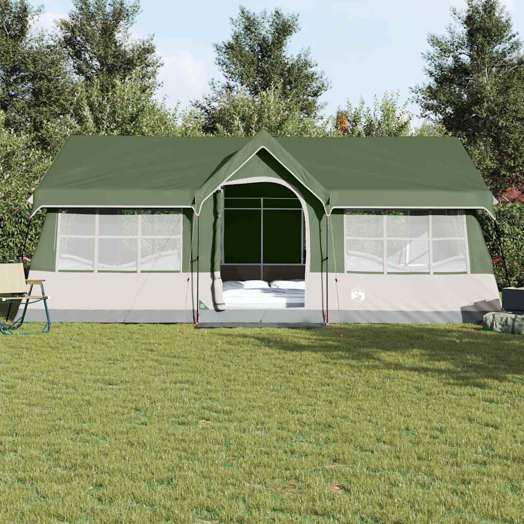 Vidaxl gezinstent groen en beige 622 x 295 x 238 cm polyester en staal