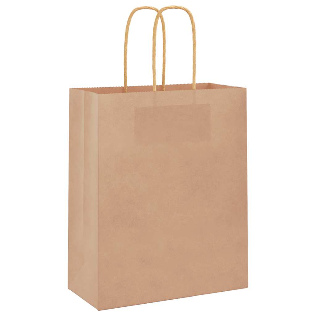 VidaXL bolsas de papel 50uds con asas 18x8x22 cm marrón