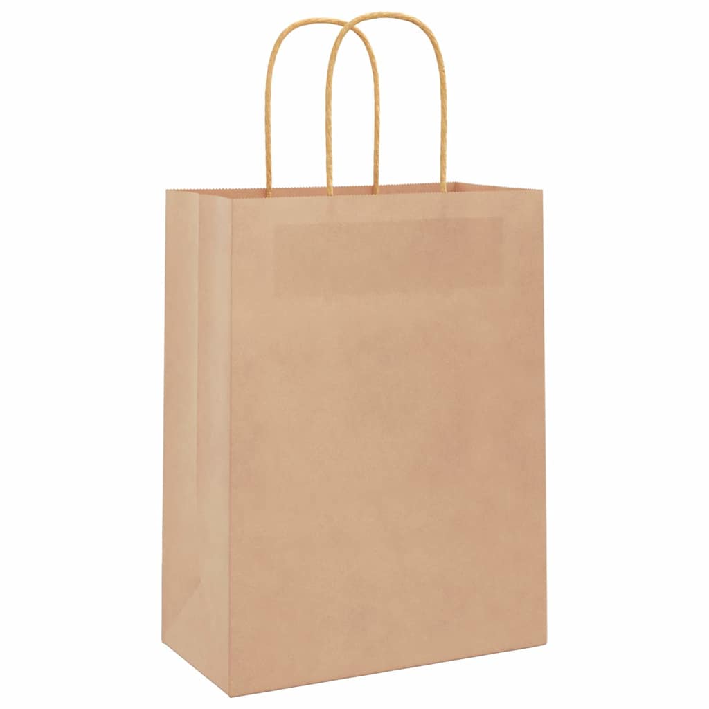 VidaXL bolsas de papel 250 uds con asas 21x11x28 cm marrón