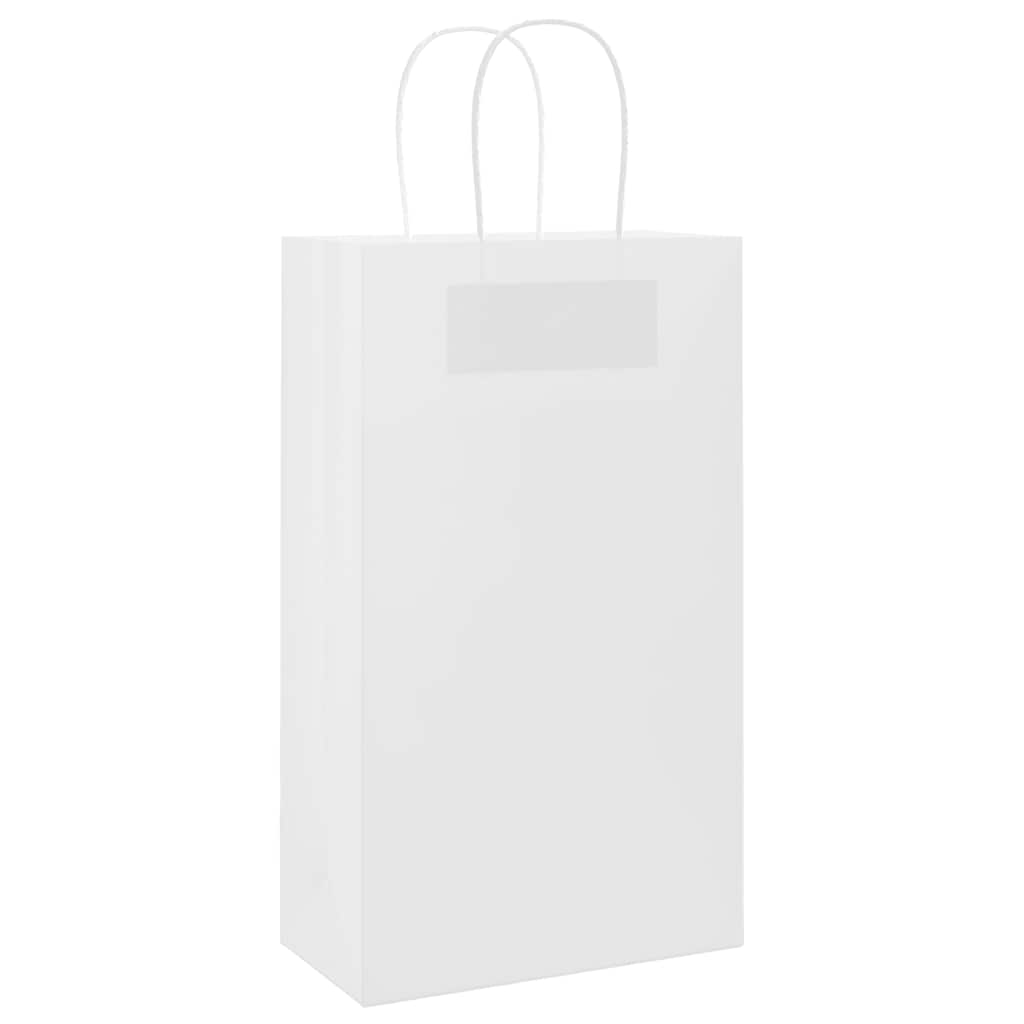 VidaXL bolsas de papel 50uds con asas 21x11x36 cm blanco