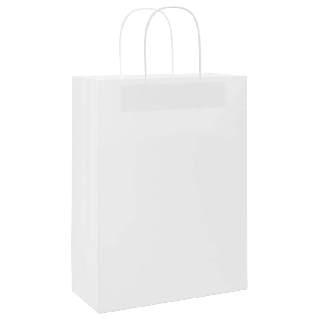 VidaXL bolsas de papel 50uds con asas 26x12x35 cm blanco