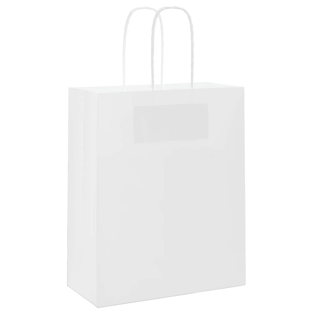 VidaXL bolsas de papel 250uds con asas 18x8x22 cm blanco