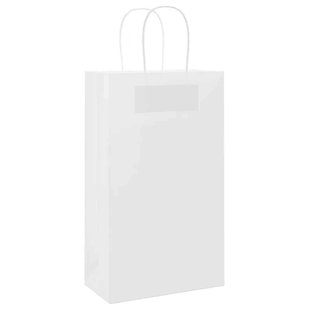 VidaXL bolsas de papel 250uds con asas 21x11x36 cm blanco