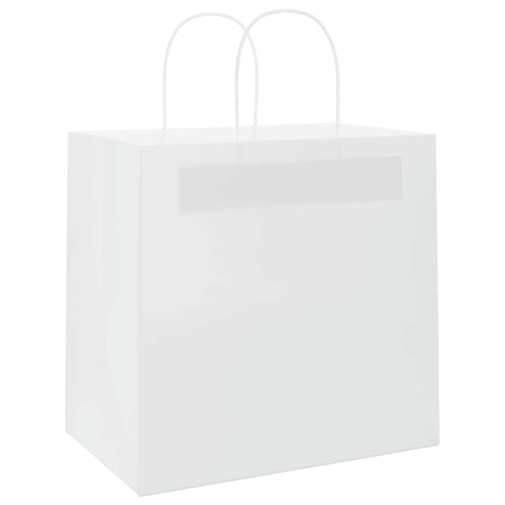 VidaXL bolsas de papel 250uds con asas 26x17x25 cm blanco