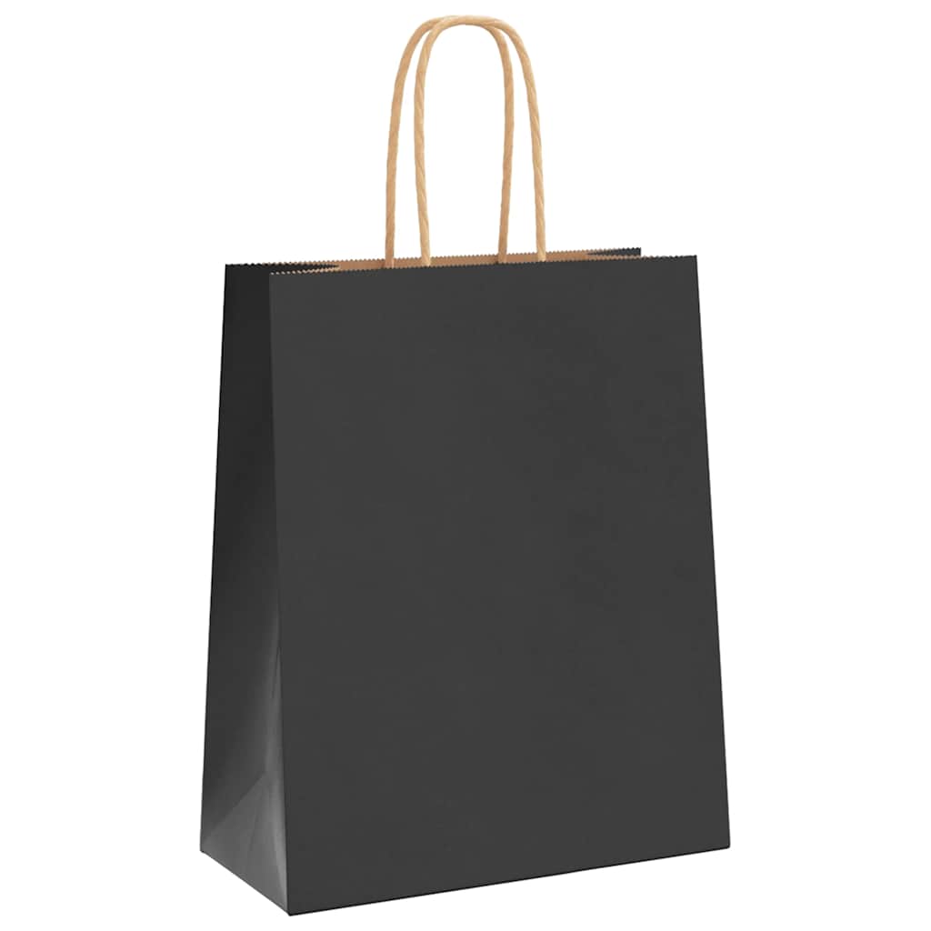 VidaXL bolsas de papel 250uds con asas 18x8x22 cm negro