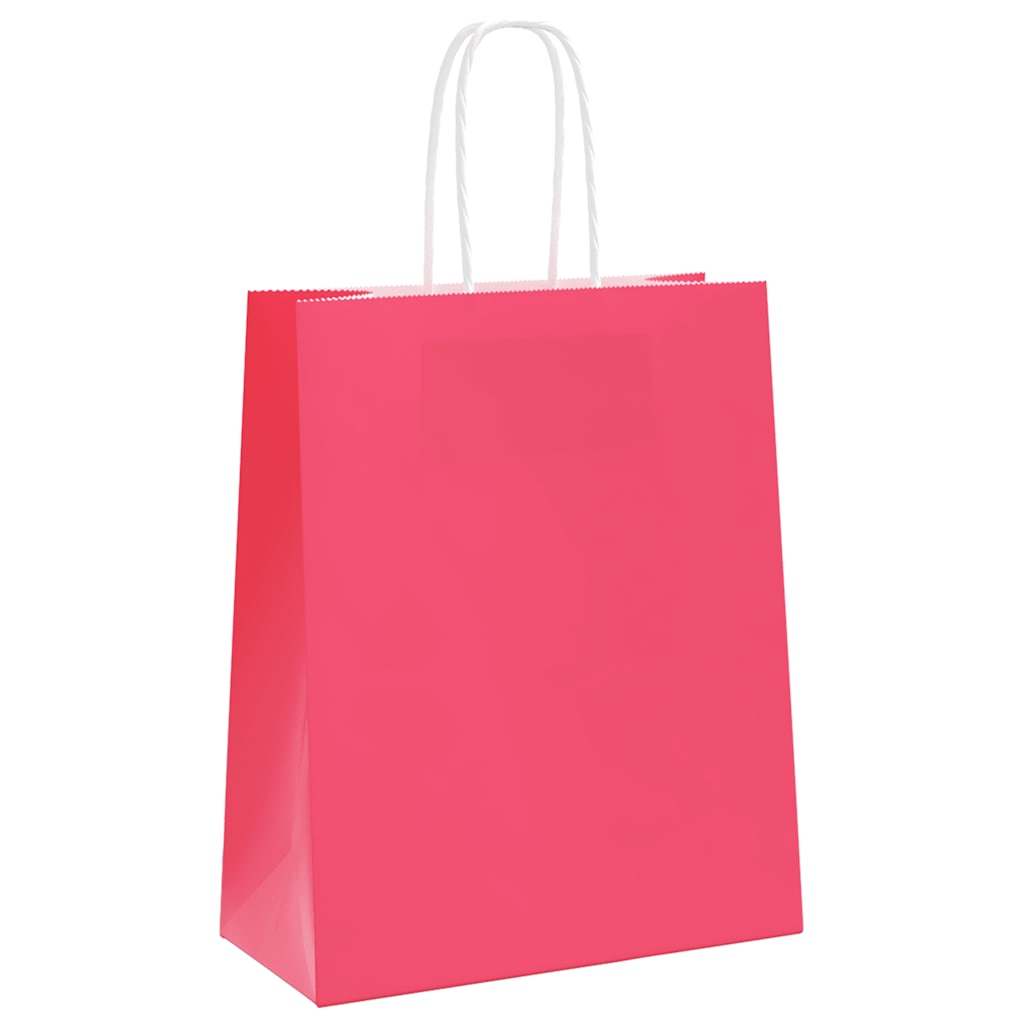 VidaXL bolsas de papel 50uds con asas 18x8x22 cm rosa