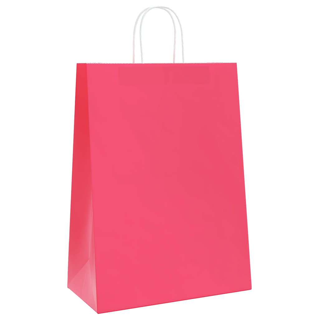 VidaXL bolsas de papel 250uds con asas 32x17x44 cm rosa