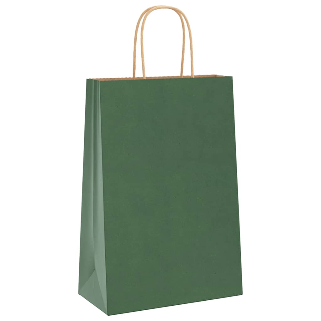 Sacchetti di carta VidaXL 250 pz con manici 21x11x31 cm verde