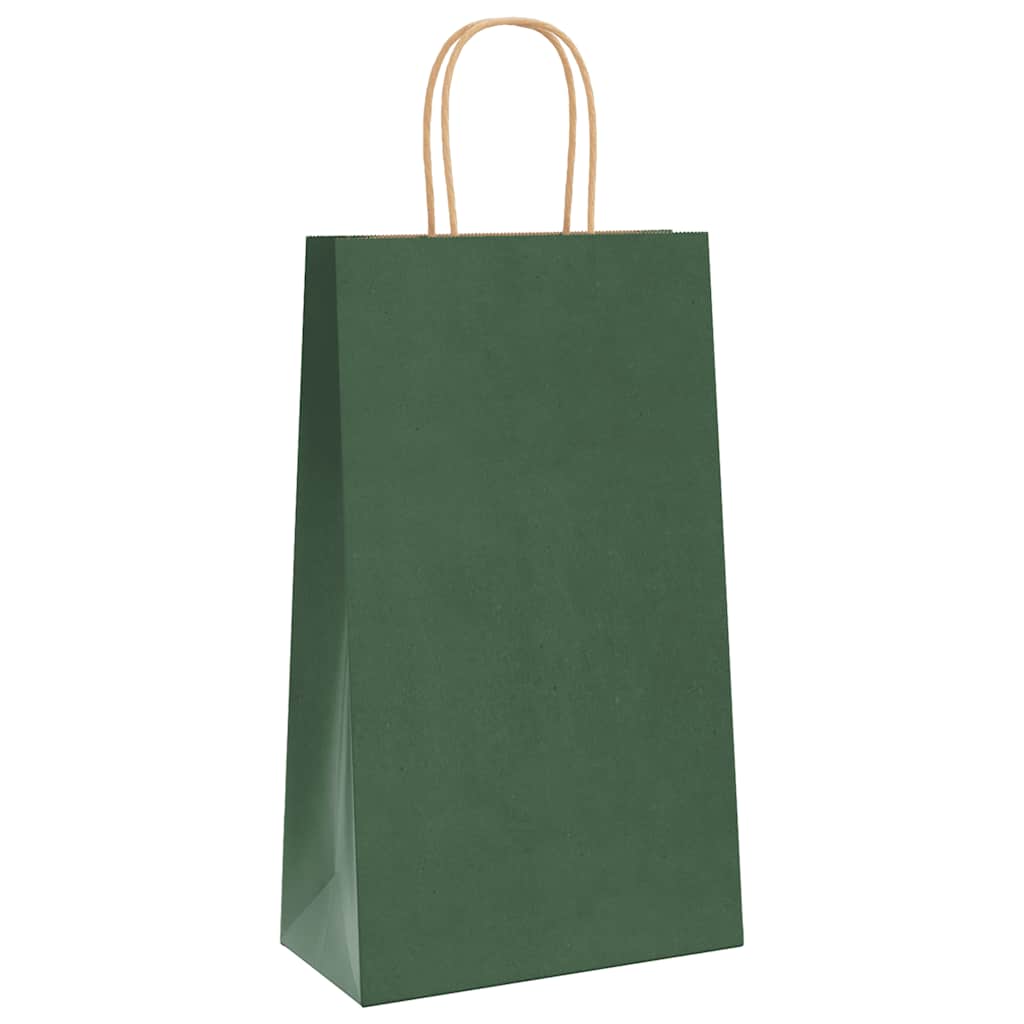 Sacchetti di carta Vidaxxl 250 pz con manici 21x11x36 cm verde