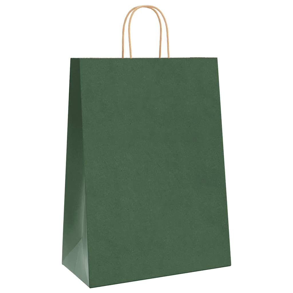 VidaXL bolsas de papel 250uds con asas 32x17x44 cm verde