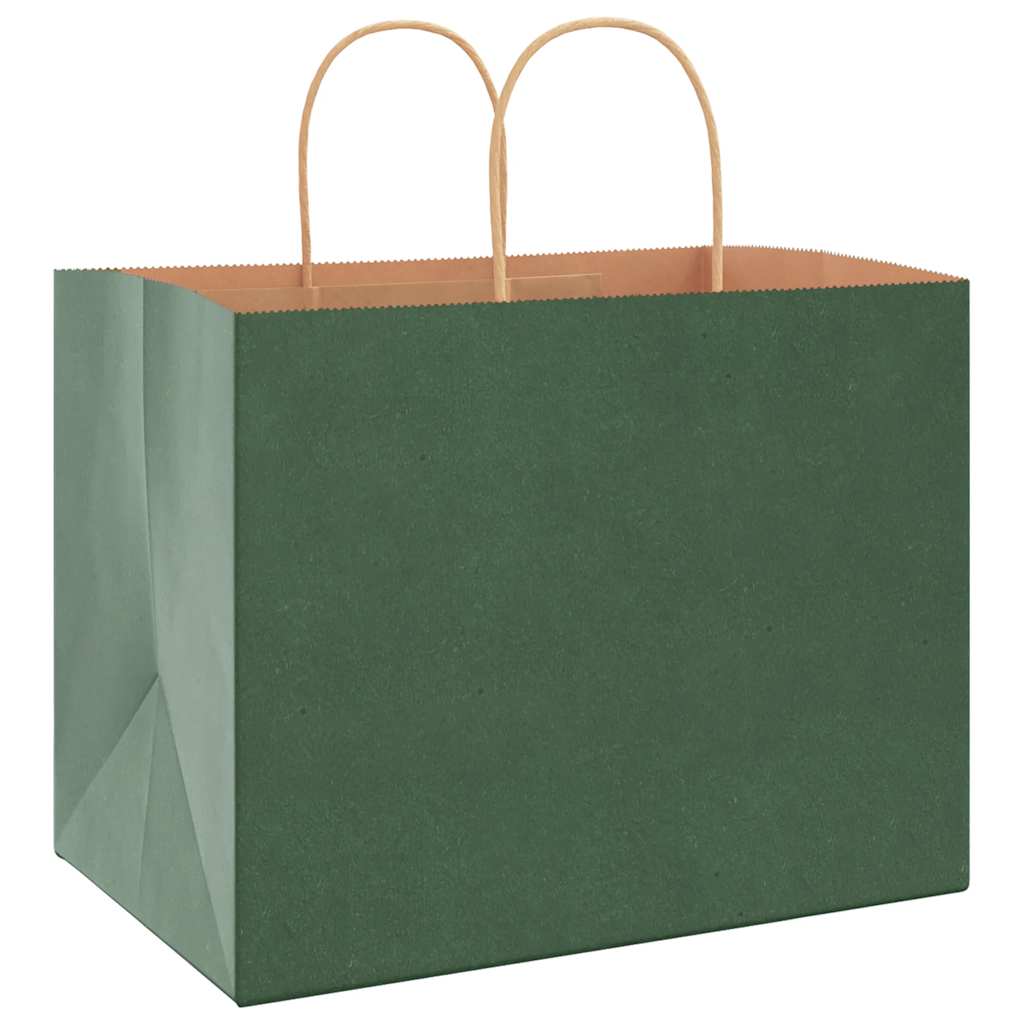 VidaXL bolsas de papel 250uds con asas 32x22x24 cm verde