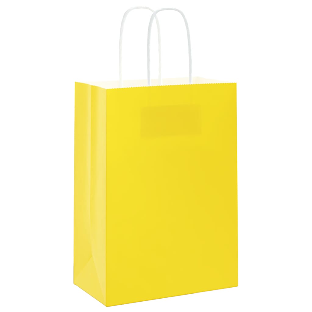 VidaXL bolsas de papel 50uds con asas 15x8x21 cm amarillo