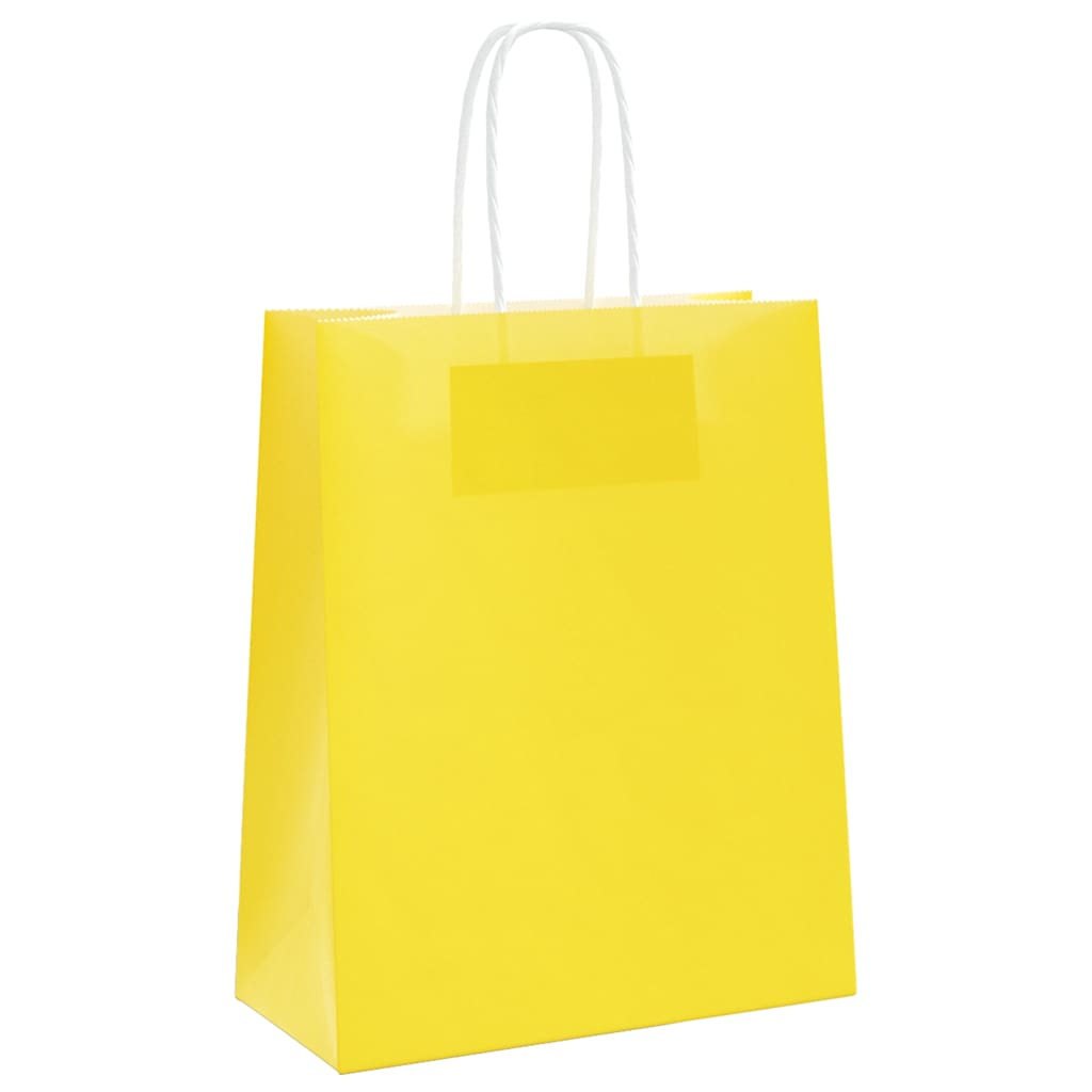 VidaXL bolsas de papel 250uds con asas 18x8x22 cm amarillo