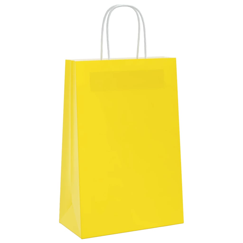 Sacchetti di carta Vidaxxl 250 pz con manici 21x11x31 cm gialli