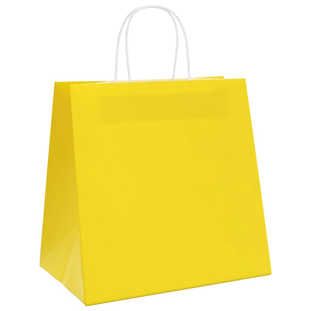 VidaXL bolsas de papel 250uds con asas 26x17x25 cm amarillo