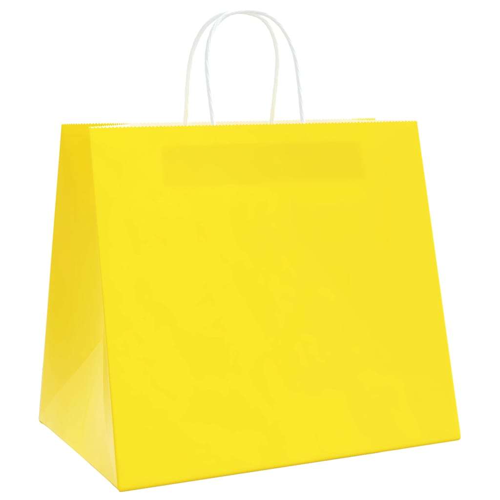 VidaXL bolsas de papel 250uds con asas 32x22x28 cm amarillo