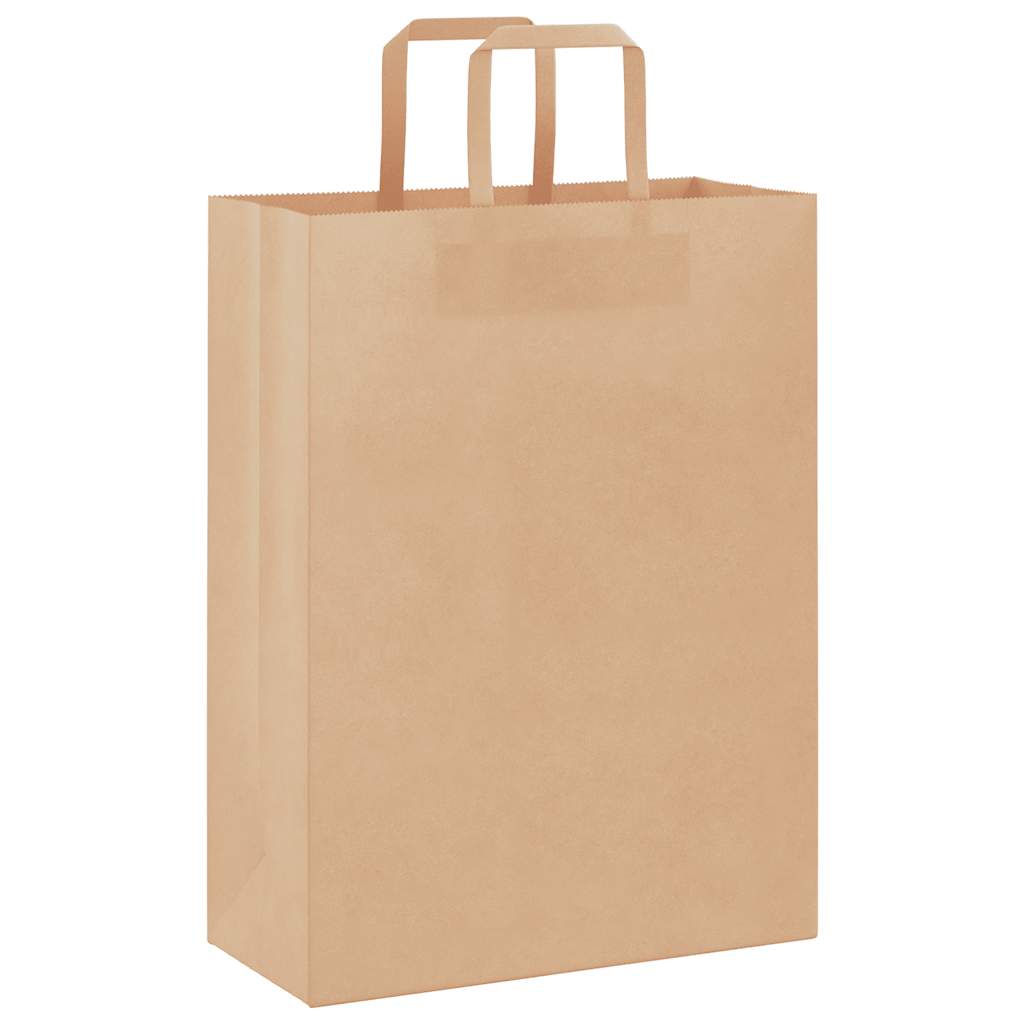 VidaXL bolsas de papel 250uds con asas 26x12x35 cm marrón