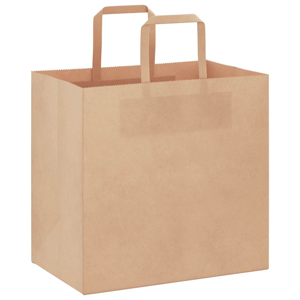 VidaXL bolsas de papel 250uds con asas 26x17x25 cm marrón