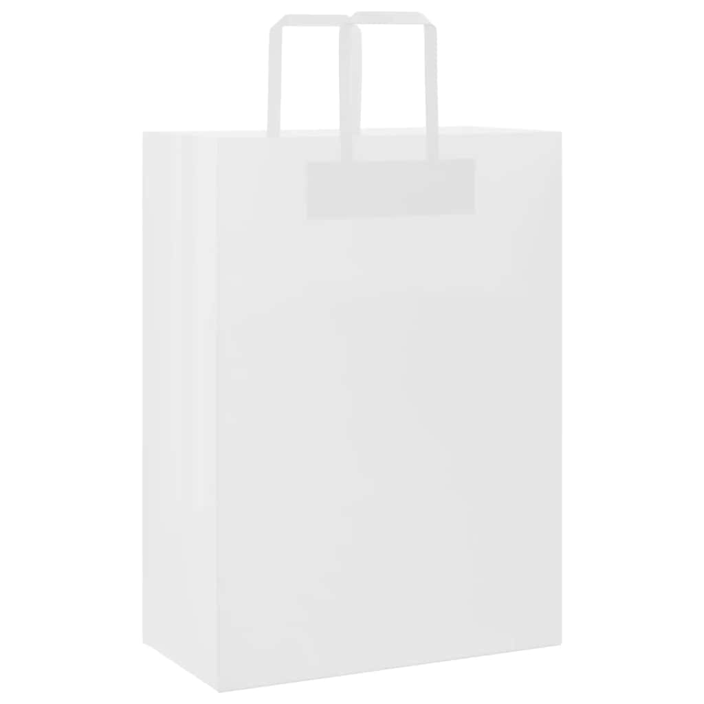 VidaXL bolsas de papel 50uds con asas 32x17x44 cm blanco