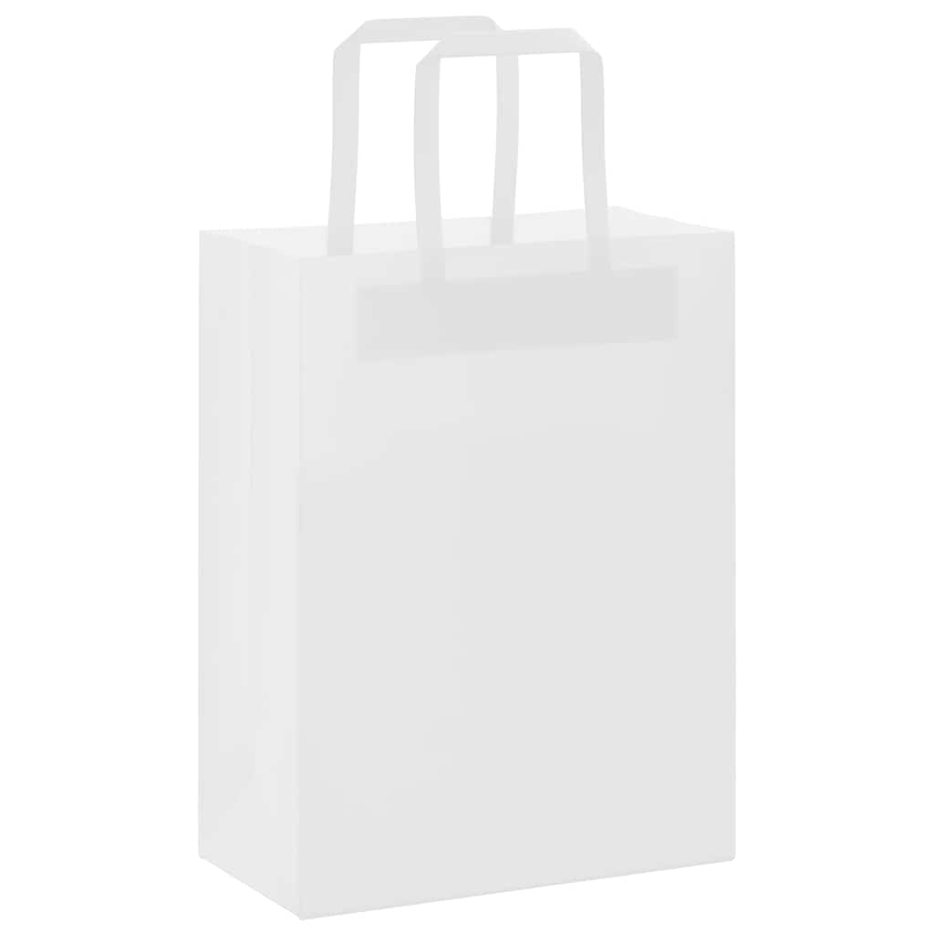 VidaXL bolsas de papel 250uds con asas 21x11x28 cm blanco
