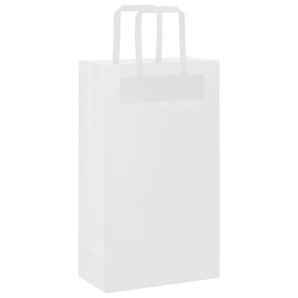 VidaXL bolsas de papel 250uds con asas 21x11x36 cm blanco