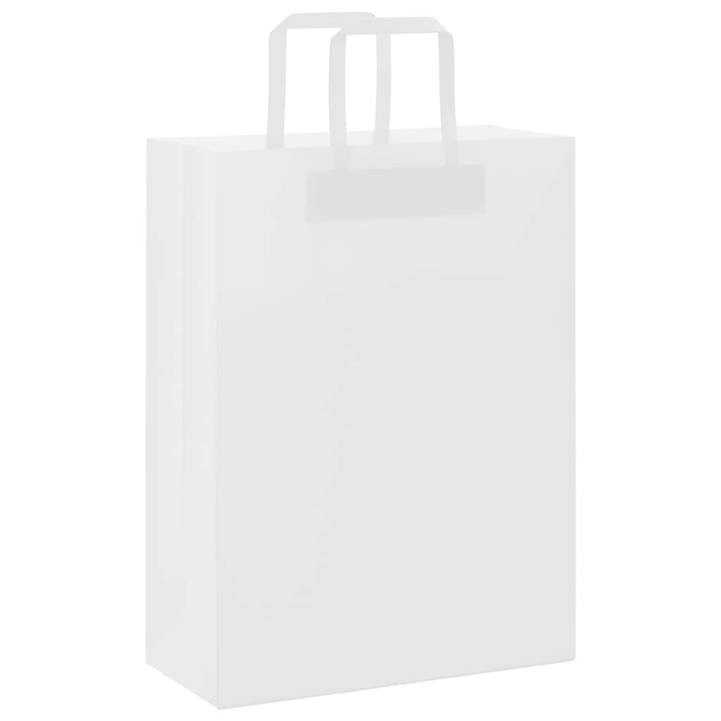 VidaXL bolsas de papel 250uds con asas 26x12x35 cm blanco