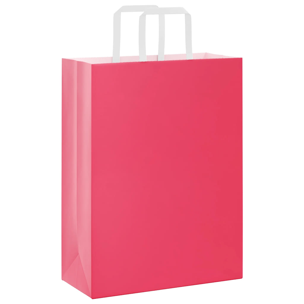 VidaXL bolsas de papel 250uds con asas 26x12x35 cm rosa