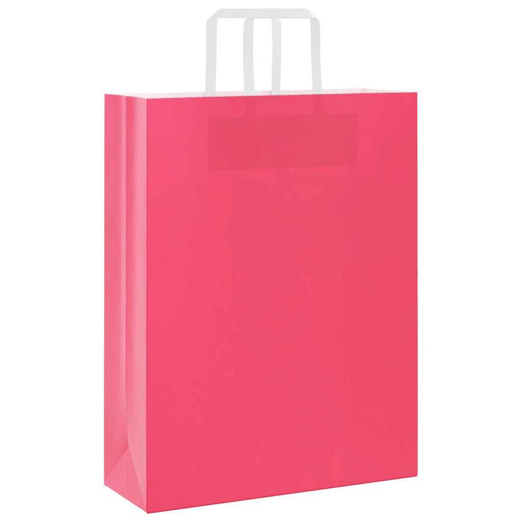 VidaXL bolsas de papel 250uds con asas 32x12x42 cm rosa