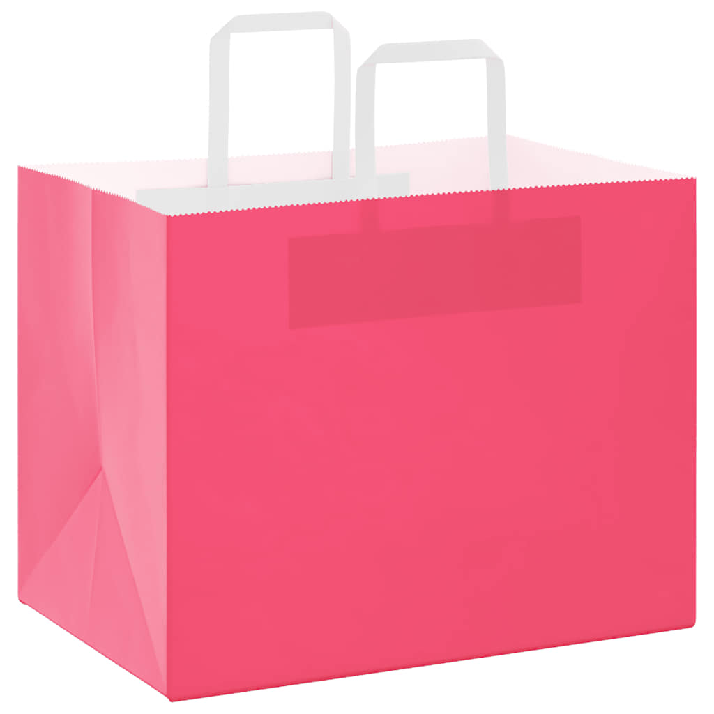 VidaXL bolsas de papel 250uds con asas 32x22x24 cm rosa