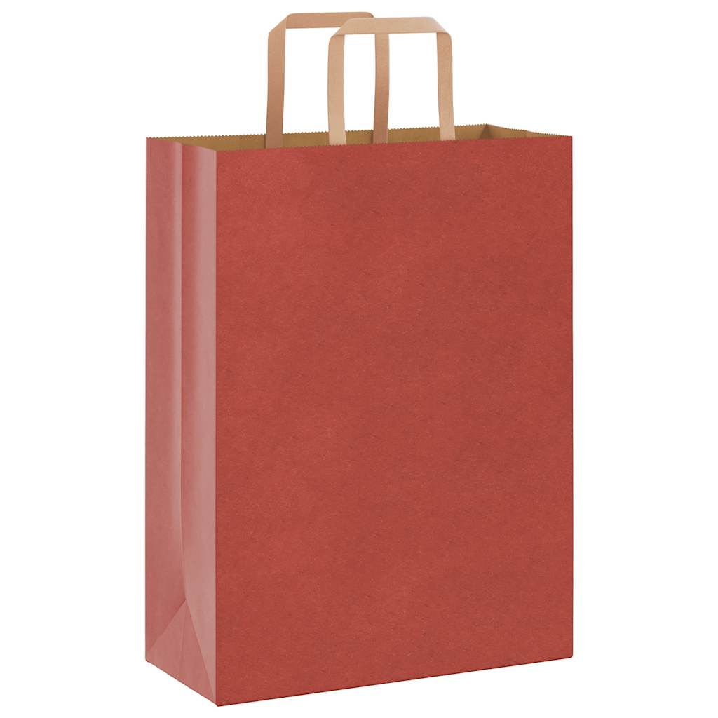 VidaXL bolsas de papel 250uds con asas 26x12x35 cm rojo