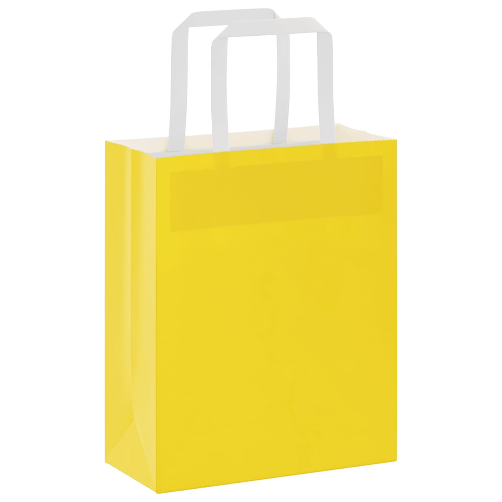 VidaXL bolsas de papel 50uds con asas 18x8x22 cm amarillo