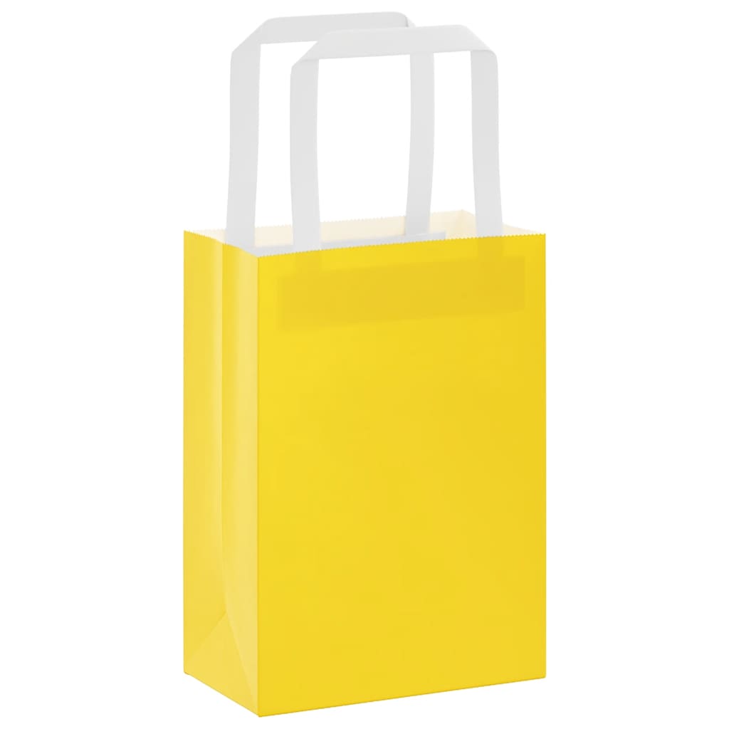 VidaXL bolsas de papel 250uds con asas 15x8x21 cm amarillo
