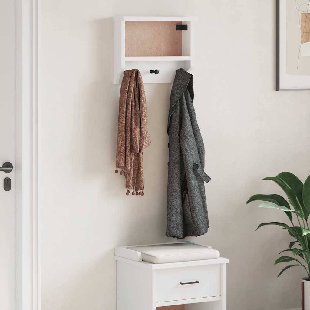 Vidaxl wandkapstok sandnes wit 45x12x35 cm massief grenenhout